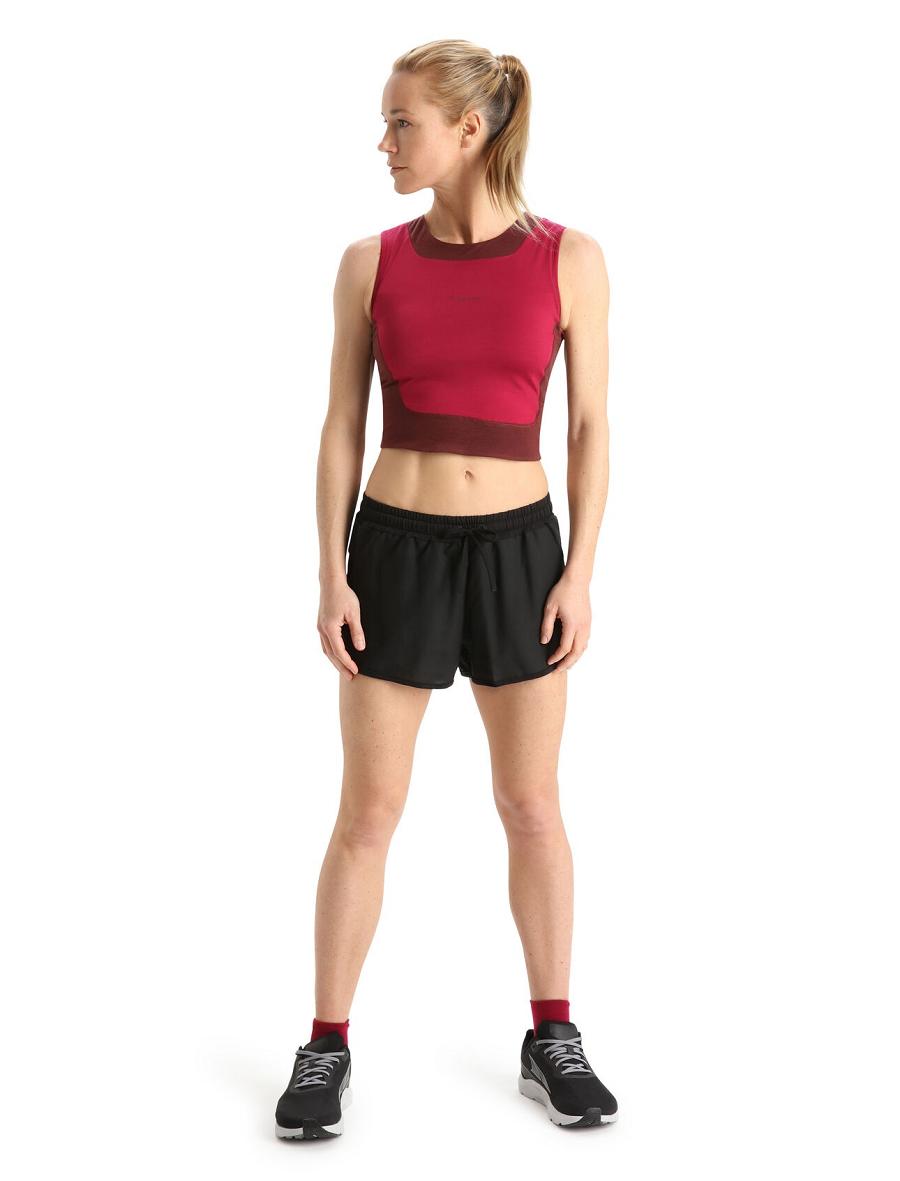 Women's Icebreaker ZoneKnit™ Merino Cropped Bra-Tank T Shirts Cherry / Espresso | CA 1374ZUTG